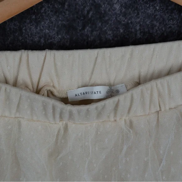 Altar'd State Cream Asymmetrical Tulle Skirt - Picture 3 of 6